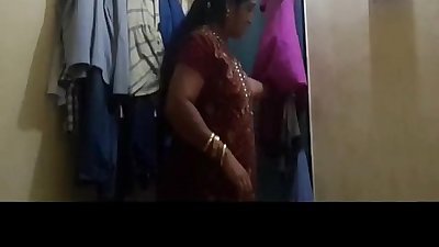 Bhabi in Black Bra n Pink Panty Captured while Changing Dress